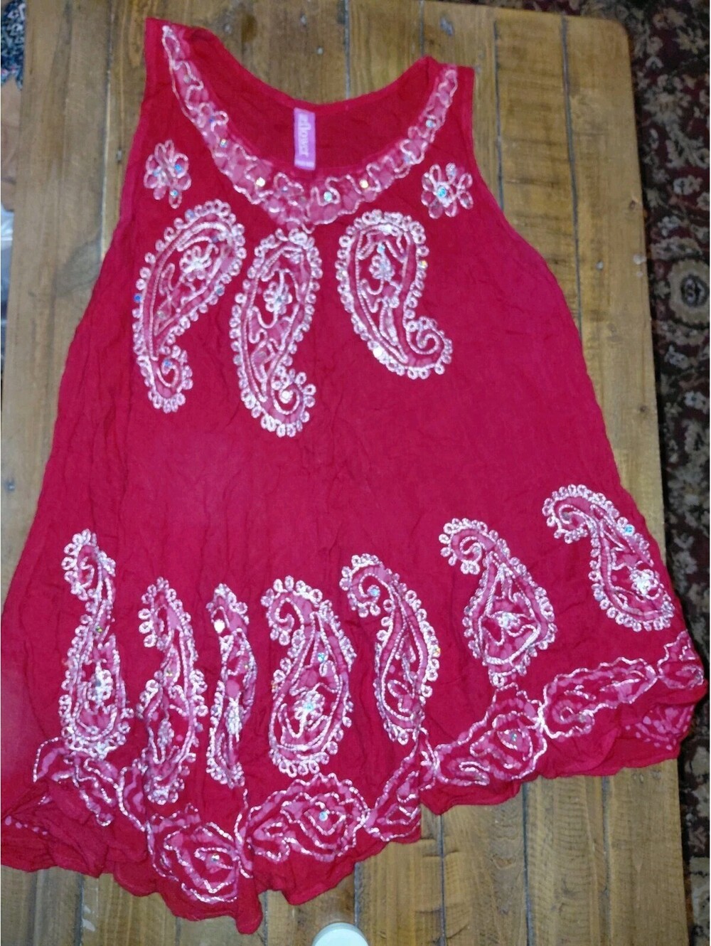 Red sequin dress cover up free Size